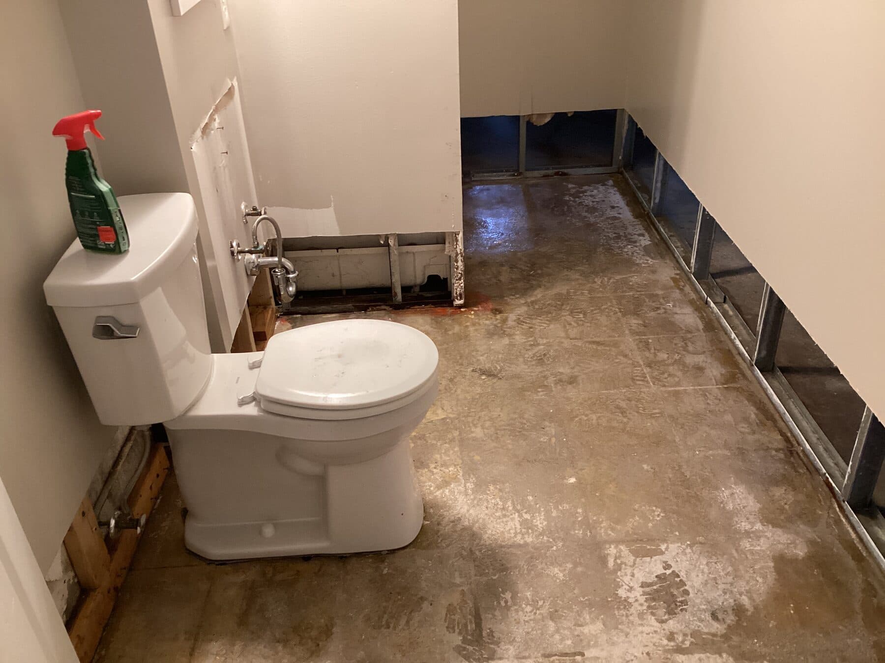 Water-damage restoration & rebuild — before restoration